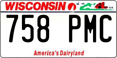 WI license plate 758PMC