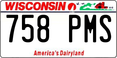 WI license plate 758PMS
