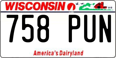 WI license plate 758PUN