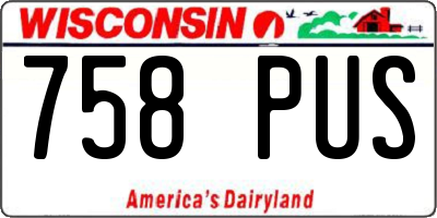 WI license plate 758PUS