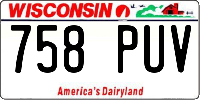 WI license plate 758PUV