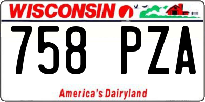 WI license plate 758PZA