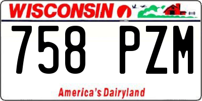 WI license plate 758PZM