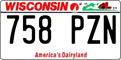 WI license plate 758PZN