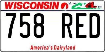 WI license plate 758RED