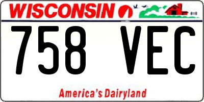 WI license plate 758VEC