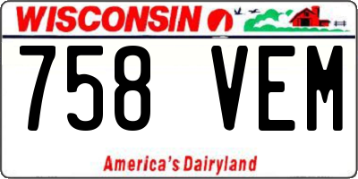 WI license plate 758VEM
