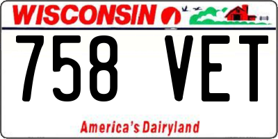 WI license plate 758VET