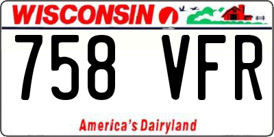 WI license plate 758VFR