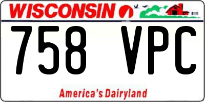 WI license plate 758VPC