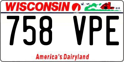 WI license plate 758VPE