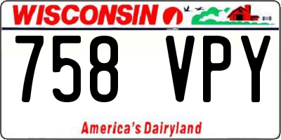 WI license plate 758VPY