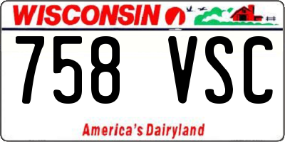 WI license plate 758VSC