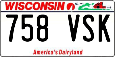 WI license plate 758VSK