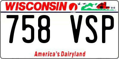 WI license plate 758VSP