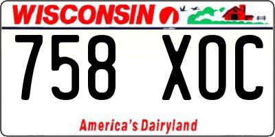 WI license plate 758XOC