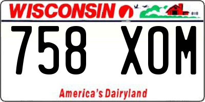 WI license plate 758XOM