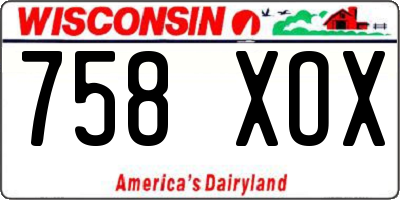 WI license plate 758XOX