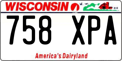 WI license plate 758XPA
