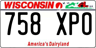 WI license plate 758XPO