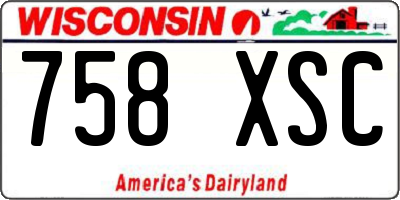 WI license plate 758XSC