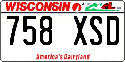 WI license plate 758XSD