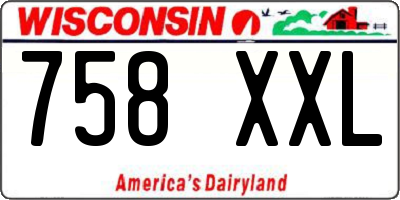 WI license plate 758XXL