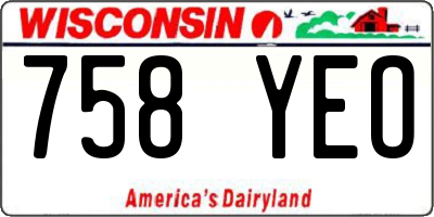 WI license plate 758YEO