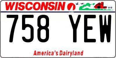 WI license plate 758YEW
