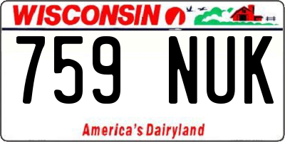 WI license plate 759NUK