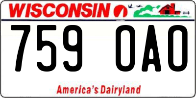 WI license plate 759OAO