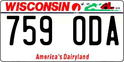 WI license plate 759ODA