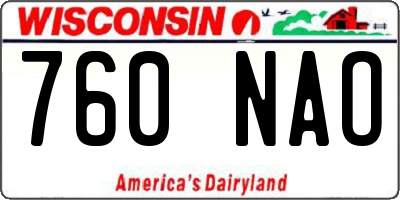 WI license plate 760NAO