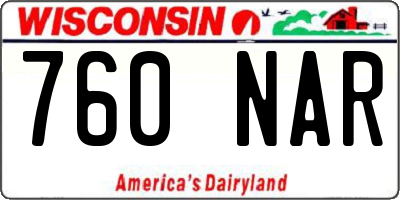 WI license plate 760NAR