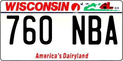 WI license plate 760NBA