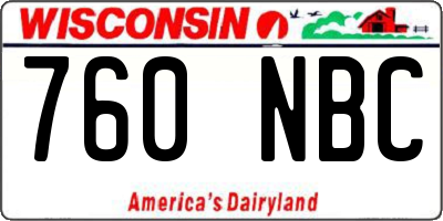 WI license plate 760NBC