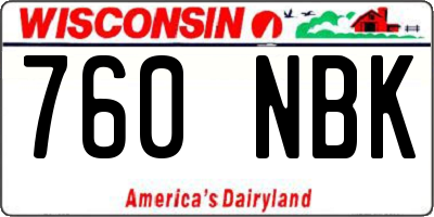 WI license plate 760NBK