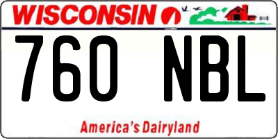 WI license plate 760NBL