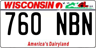 WI license plate 760NBN