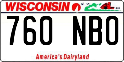 WI license plate 760NBO