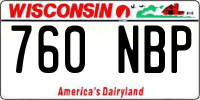 WI license plate 760NBP
