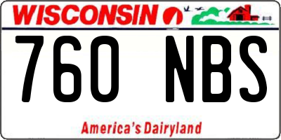 WI license plate 760NBS