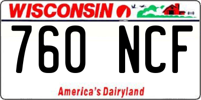 WI license plate 760NCF