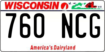 WI license plate 760NCG