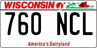 WI license plate 760NCL