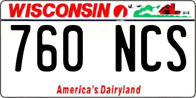 WI license plate 760NCS