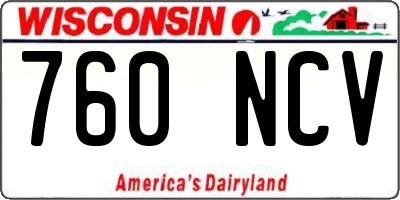 WI license plate 760NCV