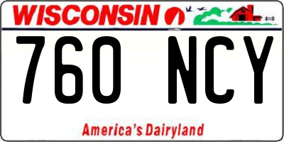 WI license plate 760NCY
