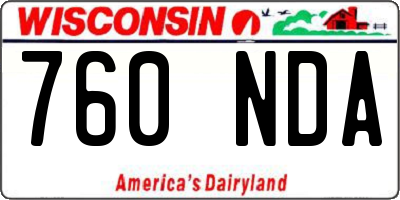 WI license plate 760NDA