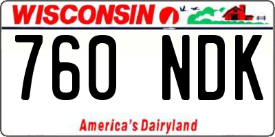 WI license plate 760NDK